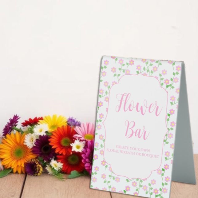 Plaque De Table Love Is In Bloom Pink Flower Bar Bridal Shower (Créateur téléchargé)