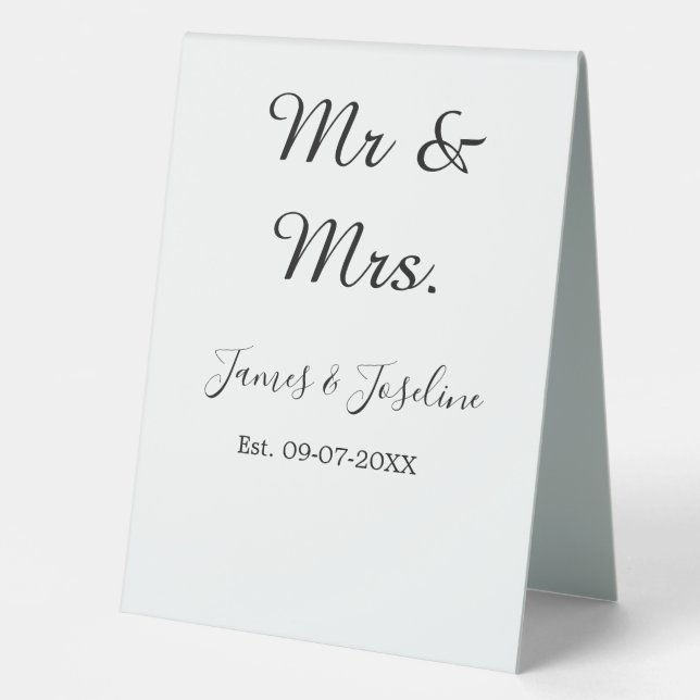 Plaque De Table M. et Mme ajoutent le nom est. Date année couple m (Recto)