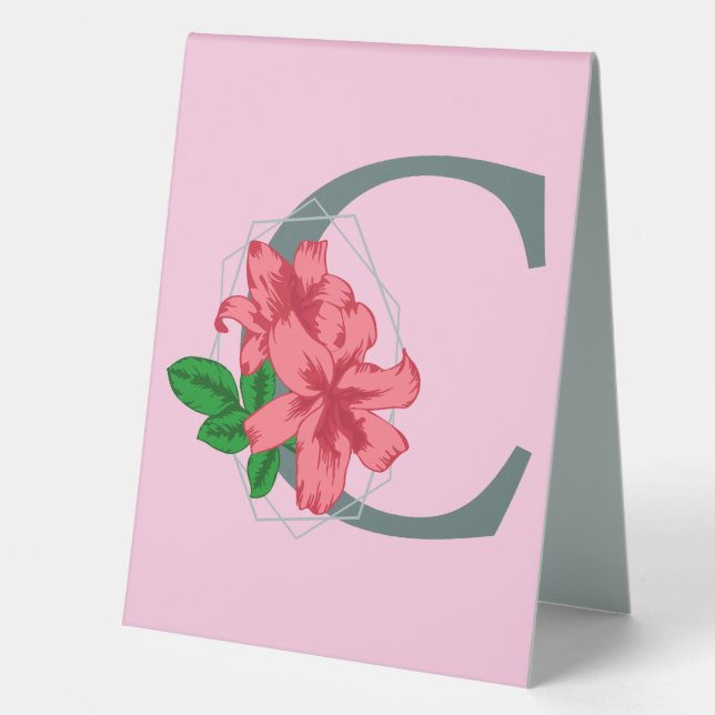 Plaque De Table Majuscule C monogramme floral (Recto)