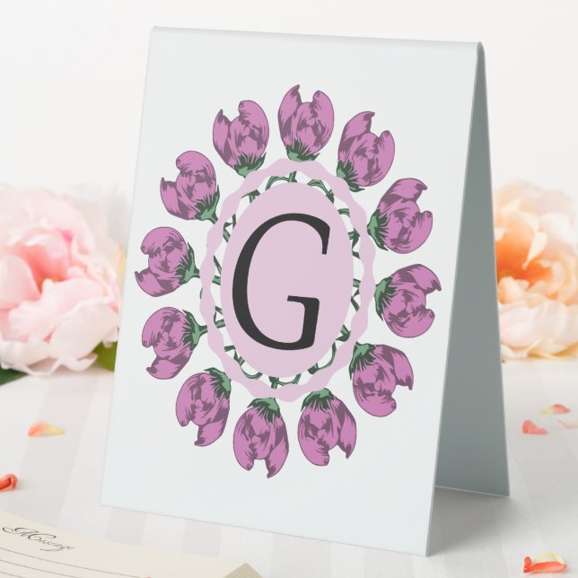 Plaque De Table Majuscule G monogramme floral (In SItu (Mariage))
