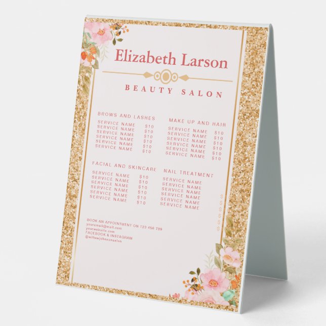 Plaque De Table Maquillage Artiste Beauté Cheveux Salon Table Tent (Recto)