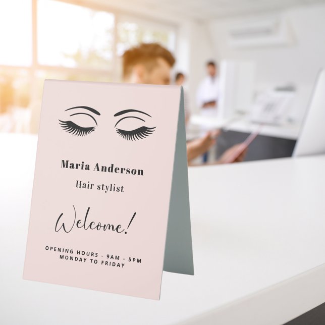 Plaque De Table maquillage d'or rose horaires d'ouverture accueil (Créateur téléchargé)