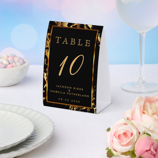 Plaque De Table Marbre noir et or - Numéro de table (Insitu (mariage))