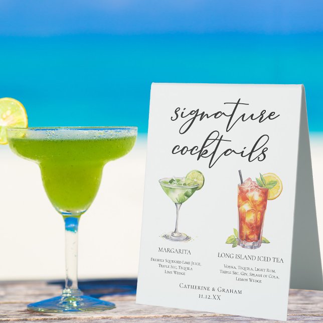 Plaque De Table Margarita Long Island Tea Signature Cocktails Menu (Créateur téléchargé)