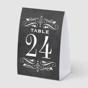 Plaque De Table Mariage à la craie noire vintage avec fioritures