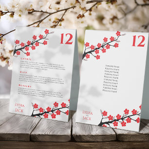 Plaque De Table Mariage à thème Red Cherry Blossom