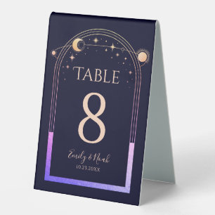 Plaque De Table Mariage Arc-en-Ciel Navy Bleu Soleil Lune Étoiles