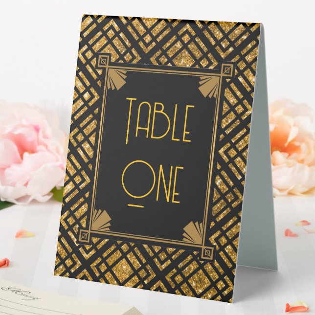 Plaque De Table Mariage Art déco noir et or Numéros de tableau (In SItu (Mariage))