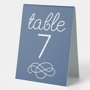 Plaque De Table Mariage bleu Dusty Numéro de table Signer avec des