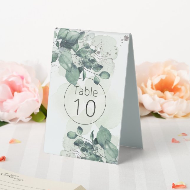 Plaque De Table Mariage botanique Feuille vert aquarelle (In SItu (Mariage))