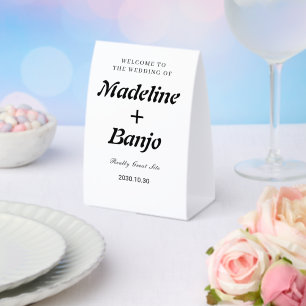 Plaque De Table Mariage calligraphié minimaliste noir et blanc