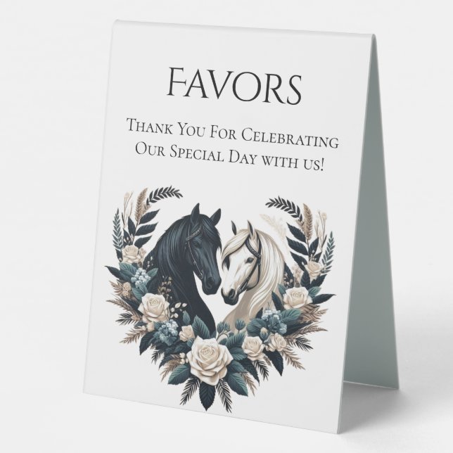 Plaque De Table Mariage campagnard-Chevaux en Amour-Faveurs (Verso)