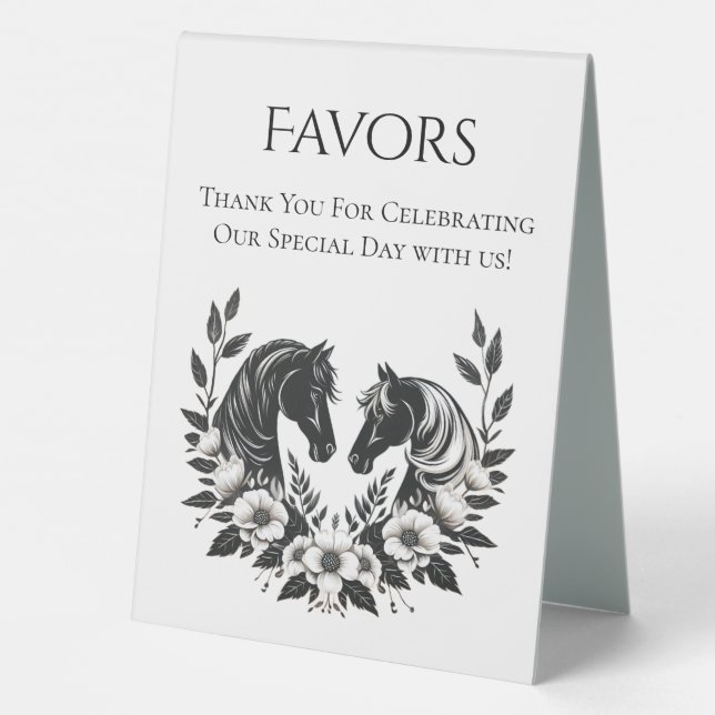 Plaque De Table Mariage campagnard-Chevaux et fleurs (Verso)