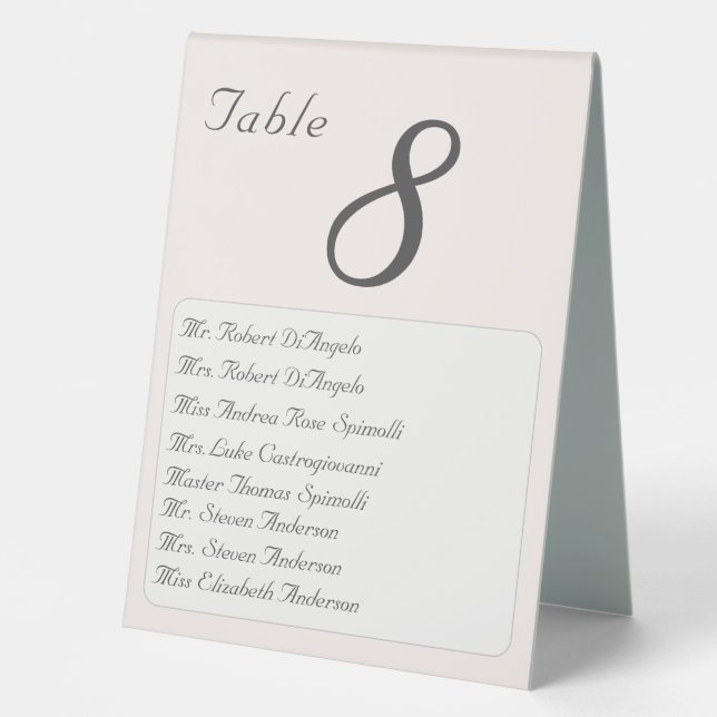 Plaque De Table Mariage Champagne-Rose Numéro de table (Recto)