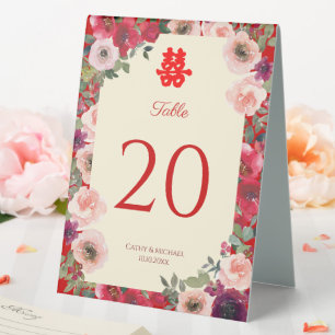 Plaque De Table Mariage chinois rouge violet numéro de tableau