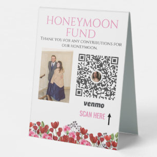 Plaque De Table Mariage Couple Honeymoon Fund Venmo QR Code