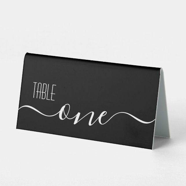 Plaque De Table Mariage de calligraphie noire Numéro de table Un (Recto)