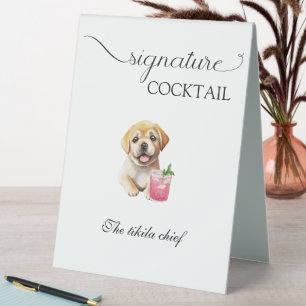 Plaque De Table Mariage de chien Signature Boissons barre d'animau