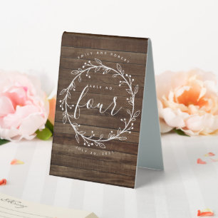 Plaque De Table Mariage de couronne de bois rustique moderne
