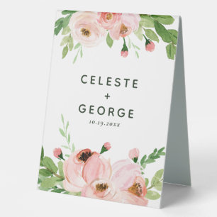 Plaque De Table Mariage de couronnes à fleurs rose pâle
