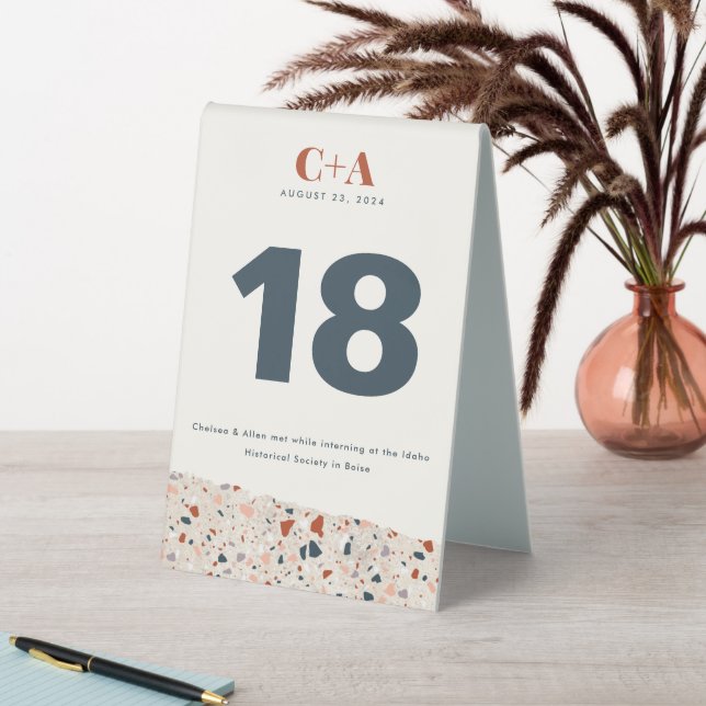 Plaque De Table Mariage de dalle Terrazzo double face (En SItu (Tableau))