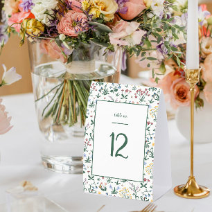 Plaque De Table Mariage de fleurs colorées Whimsical