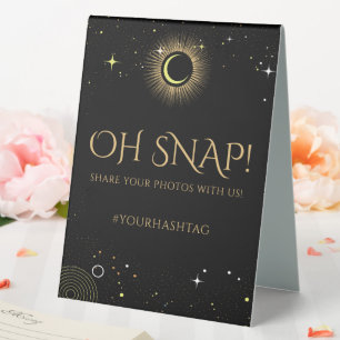 Plaque De Table Mariage de hashtag céleste noir mystique Oh Snap