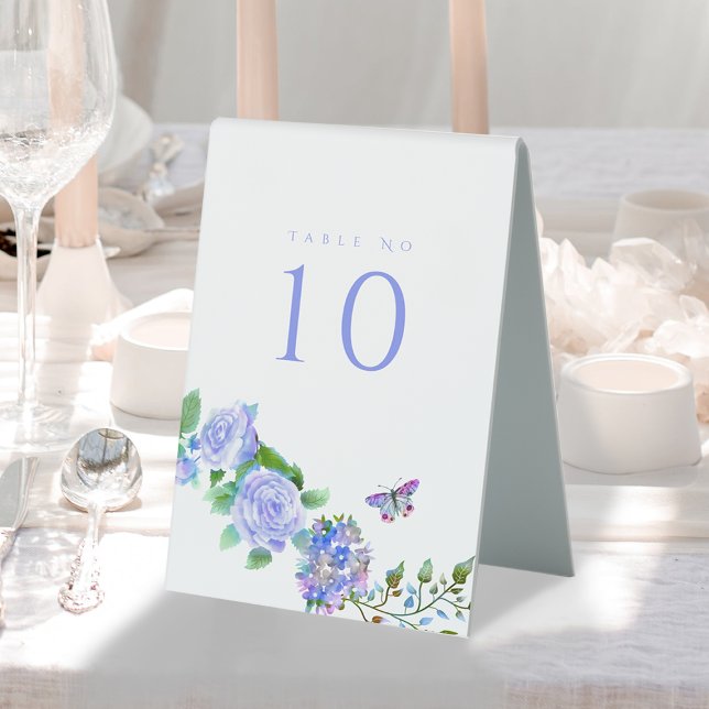 Plaque De Table Mariage de monogramme Rose bleu (Elegant Blue Rose Table Number Sign.)