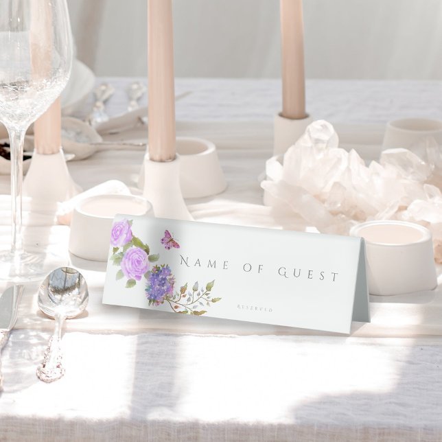 Plaque De Table Mariage de monogramme Rose violet (Elegant Rose Purple Wedding Guest Reserve Tent Sign.)