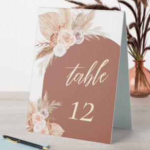 Plaque De Table Mariage de Pampas Rose en terre cuite Boho