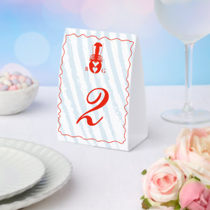Plaque De Table Mariage de plage nautique rayures bleues cœur de h