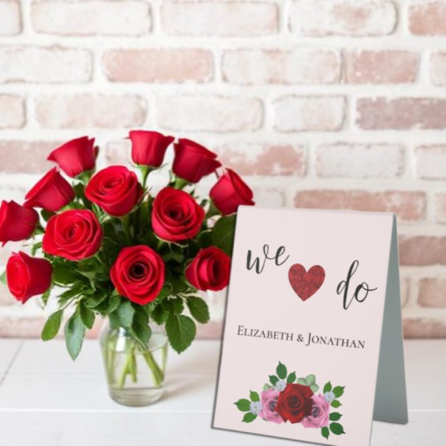 Plaque De Table Mariage de roses rouges et roses (Créateur téléchargé)