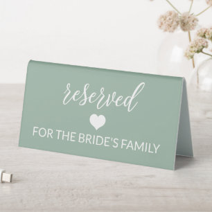 Plaque De Table Mariage de script Sage Green Réservé
