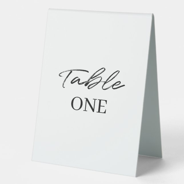 Plaque De Table Mariage de script simple noir blanc (Recto)