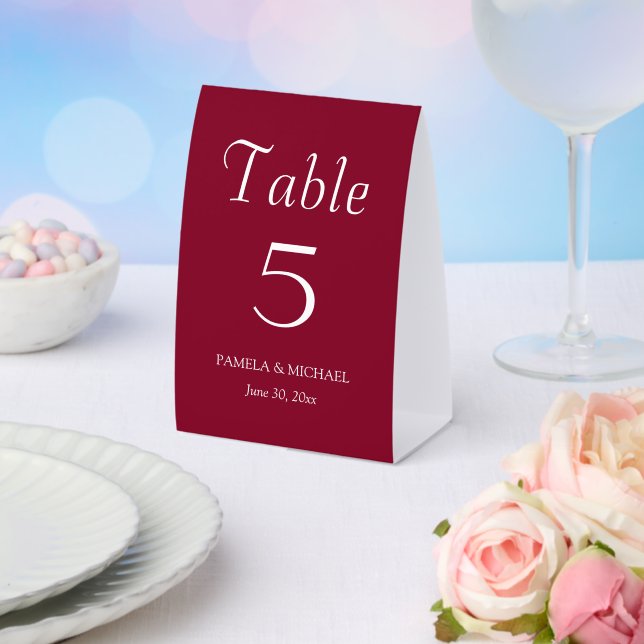 Plaque De Table Mariage de style simple rouge canneberge (Insitu (mariage))