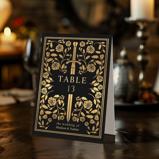 Plaque De Table Mariage d'épée médiévale noire (Créateur téléchargé)