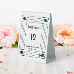 Plaque De Table Mariage design Art déco bleu