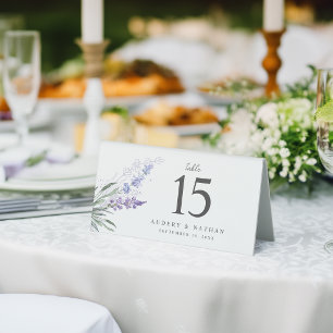 Plaque De Table Mariage élégant à l'aquarelle de lavande florale
