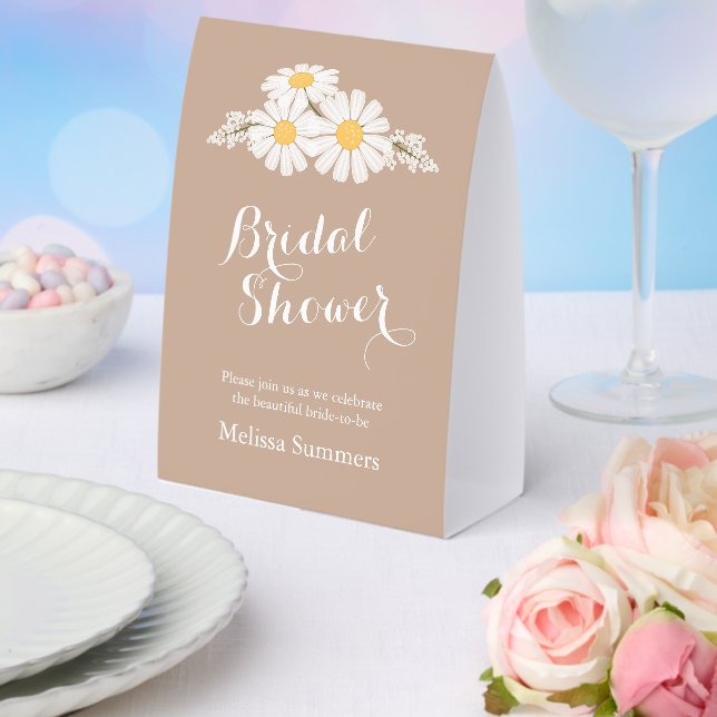 Plaque De Table Mariage Élégant Daisies Réception Beige (Insitu (mariage))