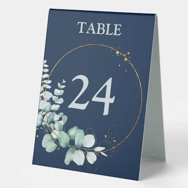 Plaque De Table Mariage Élégant Eucalyptus (Recto)