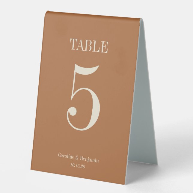 Plaque De Table Mariage Élégant Simple Terracotta Classique Élégan (Recto)