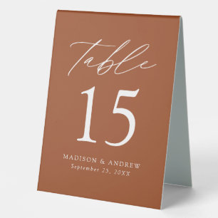 Plaque De Table Mariage en terre cuite moderne Numéro de table
