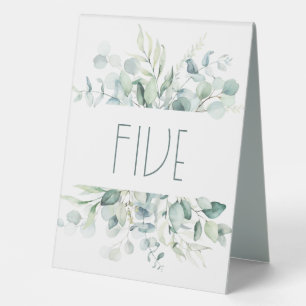 Plaque De Table Mariage Eucalyptus Numéro de table Signal piédesta