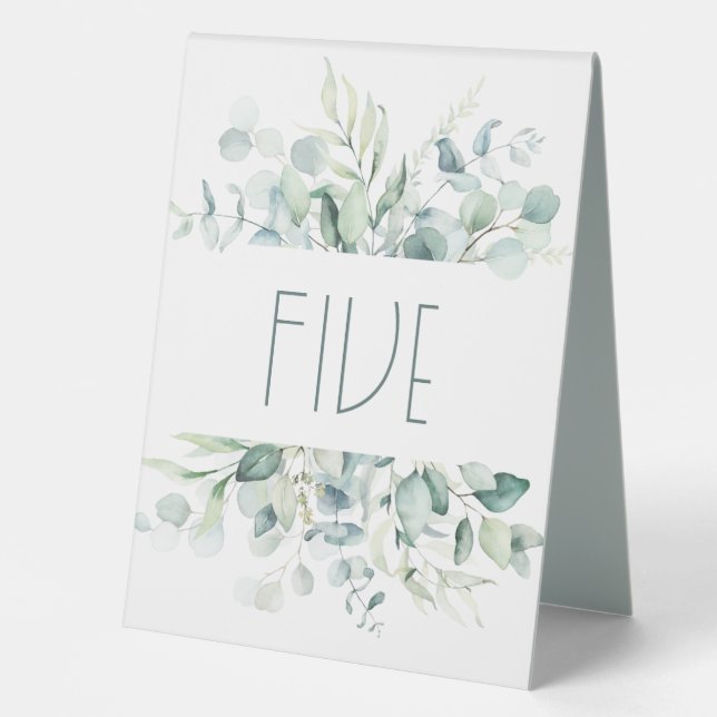 Plaque De Table Mariage Eucalyptus Numéro de table Signal piédesta (Recto)