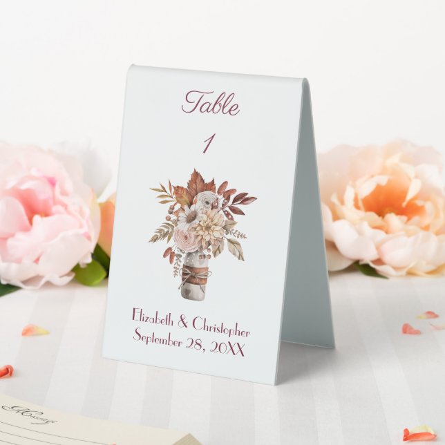 Plaque De Table Mariage Floral Aquarelle Automne  (In SItu (Mariage))