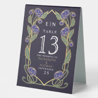 Mariage Floral Art Nouveau Élégant Bleu Paon