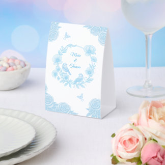 Plaque De Table Mariage Floral Bleu Romantique
