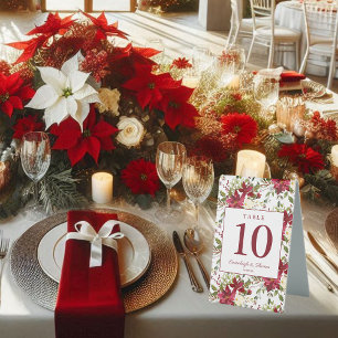 Plaque De Table Mariage floral rouge écarlate