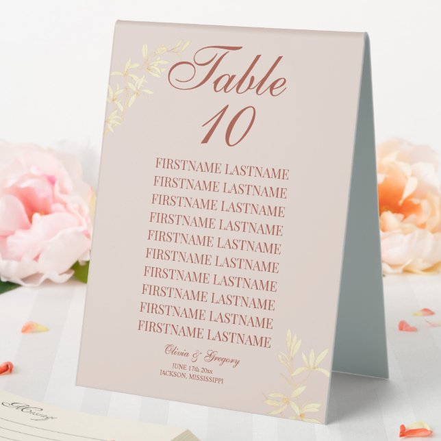 Plaque De Table Mariage floral rustique intemporel (In SItu (Mariage))