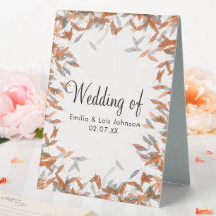 Plaque De Table Mariage Flottant Pampas Feuille Tombante Rustique